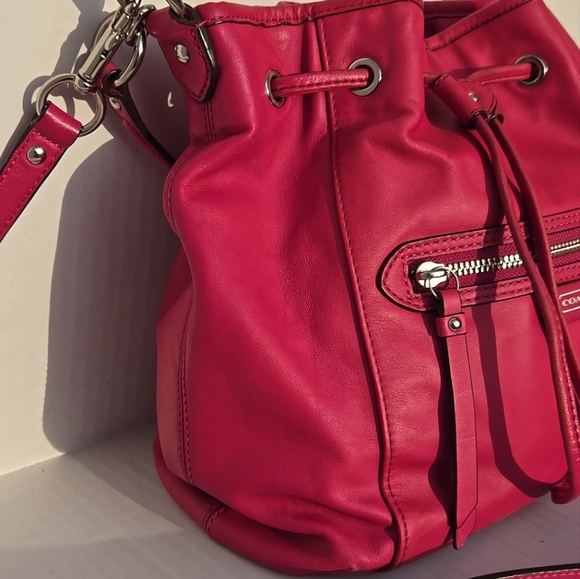 Coach Daisy Drawstring 2Way Convertible Crossbody Shoulder Bucket Bag Purse Pink - Picture 3 of 14
